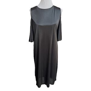 Zara Trafaluc Cold Shoulder Shift Midi Dress Black Size Medium